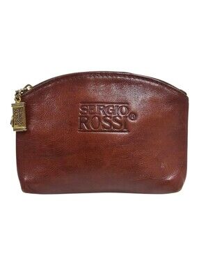 vintage Sergio Rossi leather zippered pouch